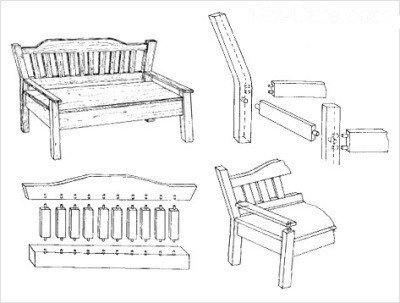 Схема сборки скамейки