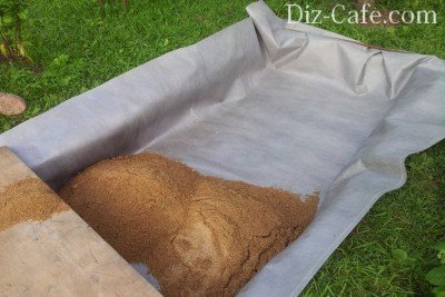 Засыпка песка на геотекстиль