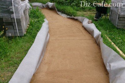 Утрамбованный песок на садовой дорожке